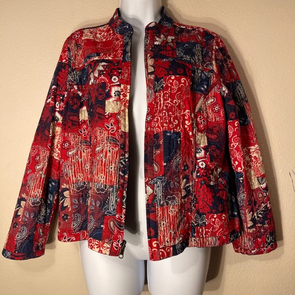 Vintage quilted reversible contrasting print jacket measures like a S-M - Picture 6 of 7